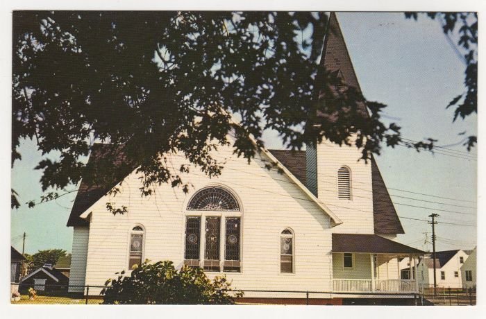 Swain Memorial Methodist Church Tangier Island, VA postcard Plastichrome photo F.W. Brueckmann 1960s