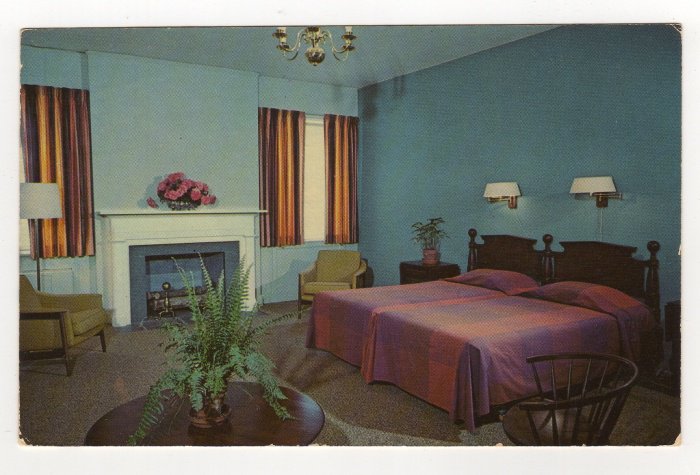 Tanglewood Park Manor House bedroom Clemmons NC Postcard Curteichcolor 1961 #0535