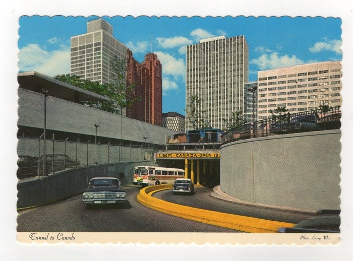 Tunnel To Canada Detroit, Michigan - Windsor, Ontario Postcard 1964 Larry Witt Photo #0538