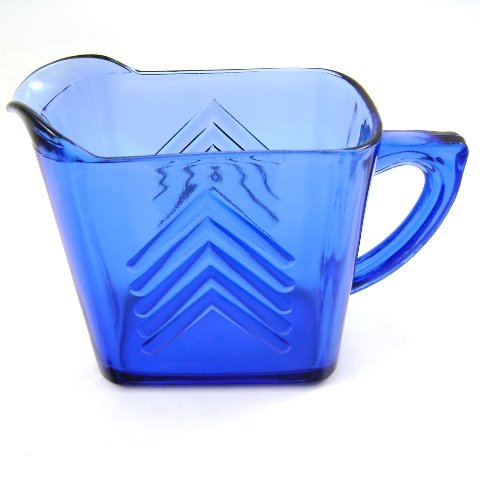 Hazel Atlas Chevron Ritz Blue Milk Pitcher or Creamer