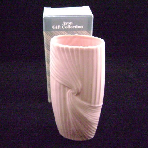 1985 Avon Fluted Porcelain Bud Vase in Dusty Pink