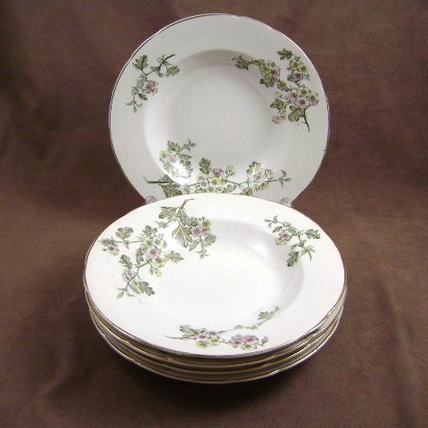 T. Furnival & Sons Cobridge Antique Hawthorn 5 Soup Bowls