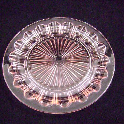 Hocking Depression Glass Colonial Knife & Fork Pink Dinner Plate