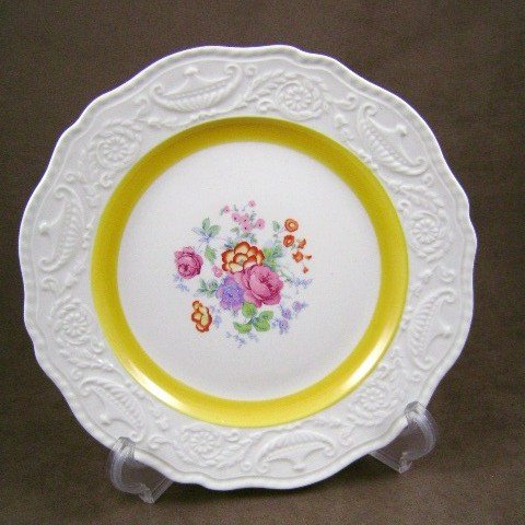 Steubenville Luncheon Plate White with Yellow Band Floral