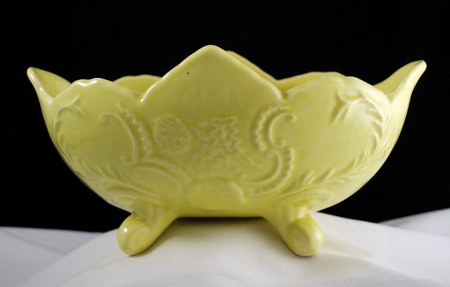Vintage Cookson Pottery Yellow Footed Planter CP - 92 - USA