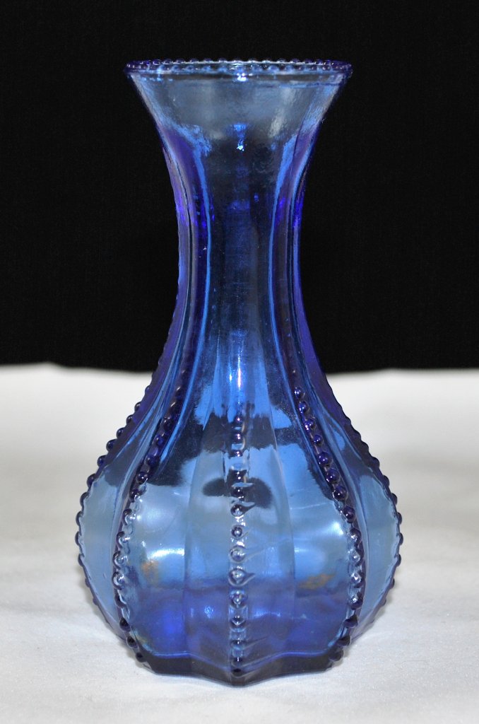 Blue Glass Bud Vase Vintage Beading