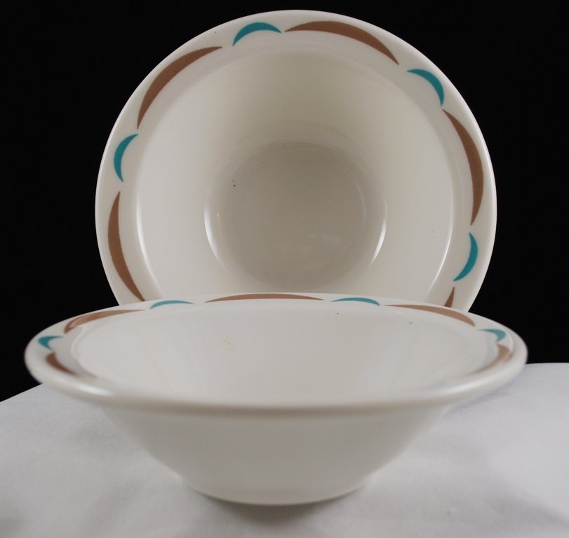 Homer Laughlin Best China Restaurant Ware Aqua Brown Cereal Bowls