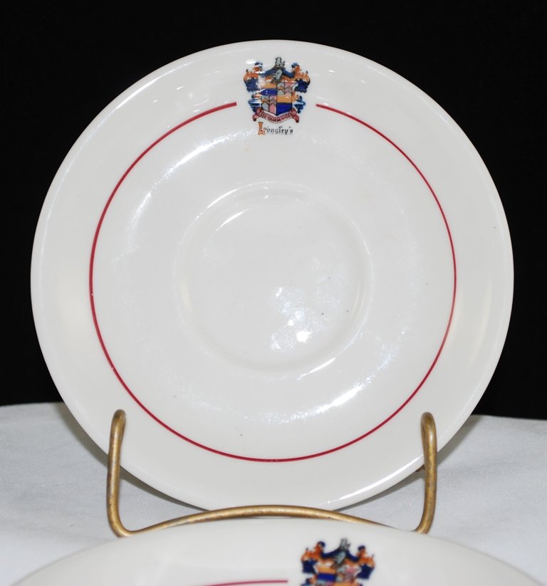 Sterling China Pasmantier Longley's White Saucer Red Band Crest