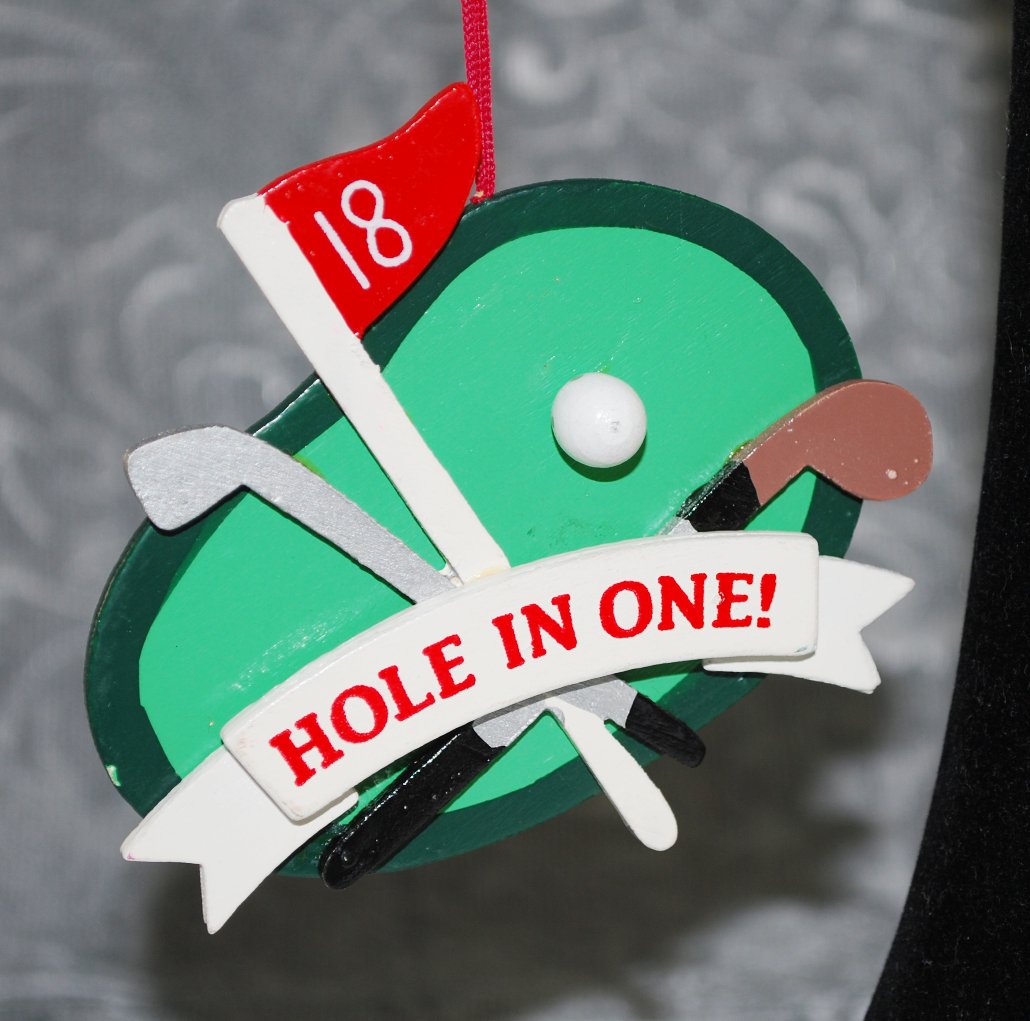 Golf Hole In One Wooden Christmas Ornament