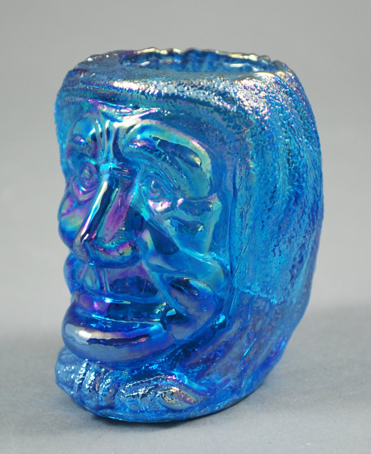 St. Clair Witches Head Celeste Blue Iridescent Toothpick Holder