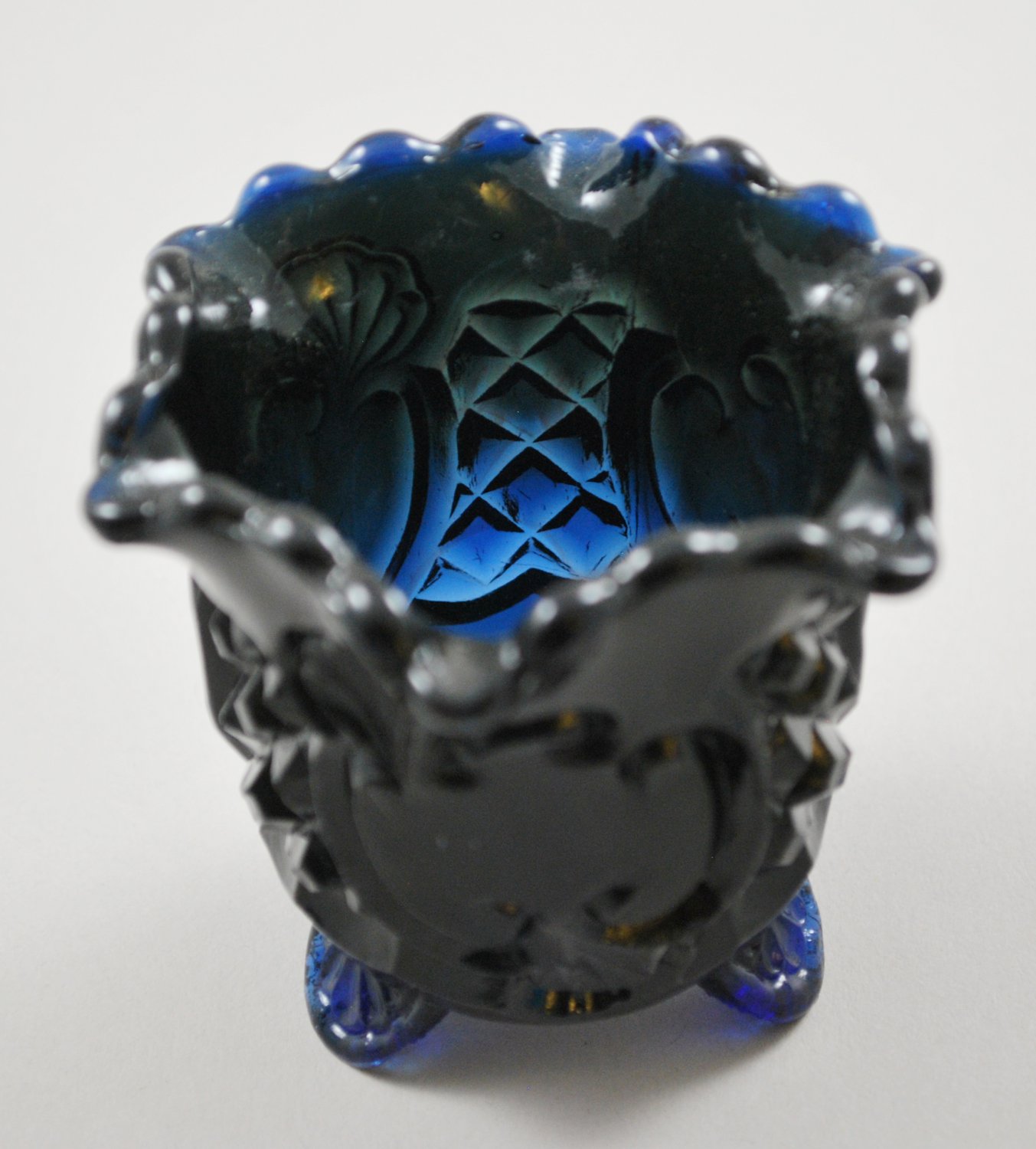 Vintage Croesus Navy Blue Glass Toothpick Holder