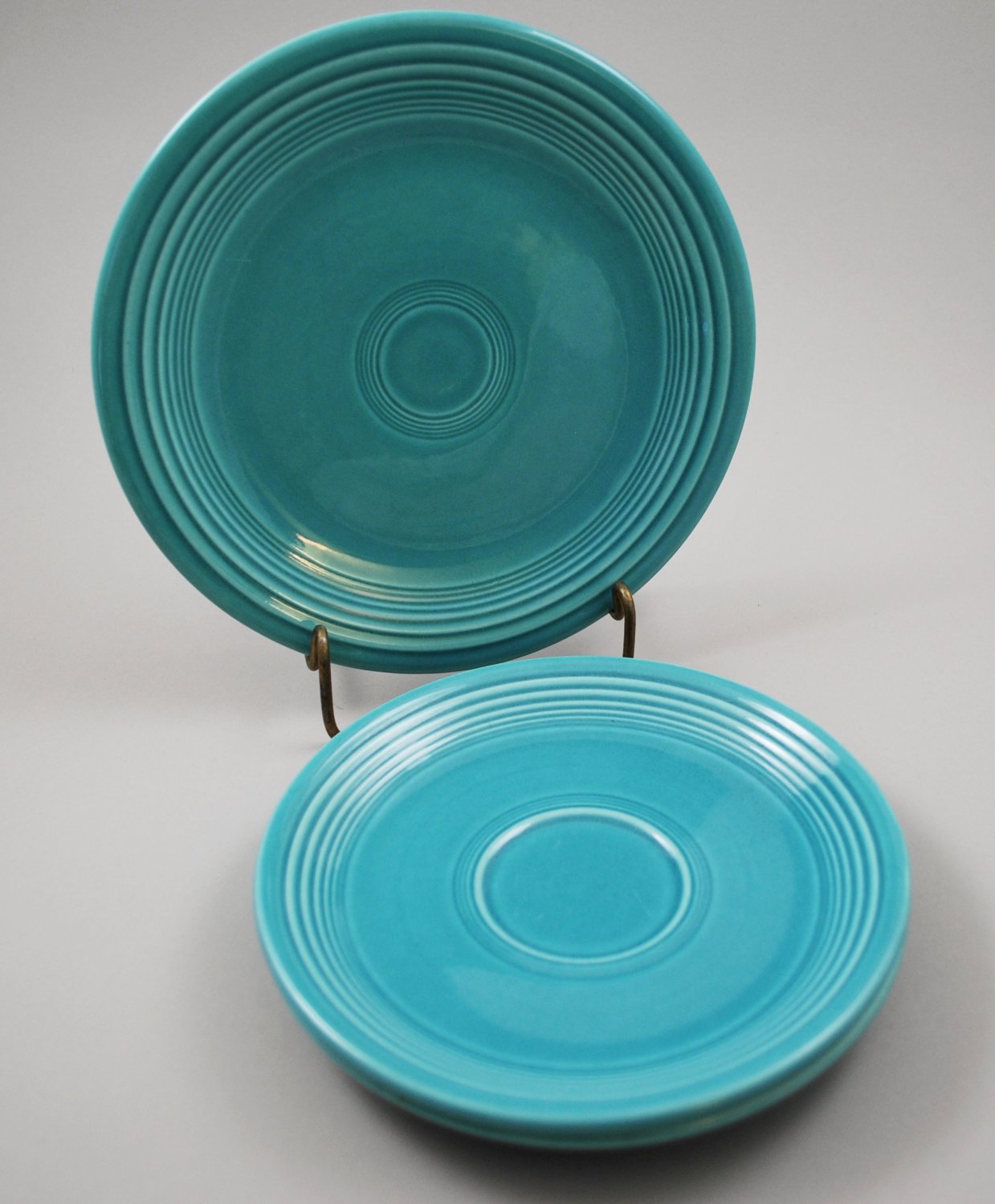 Set Of Homer Laughlin Fiesta Vintage Turquoise Dessert Plate And