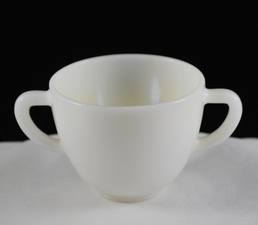 Vintage Federal White Opaque Glass Open Two Handled Sugar