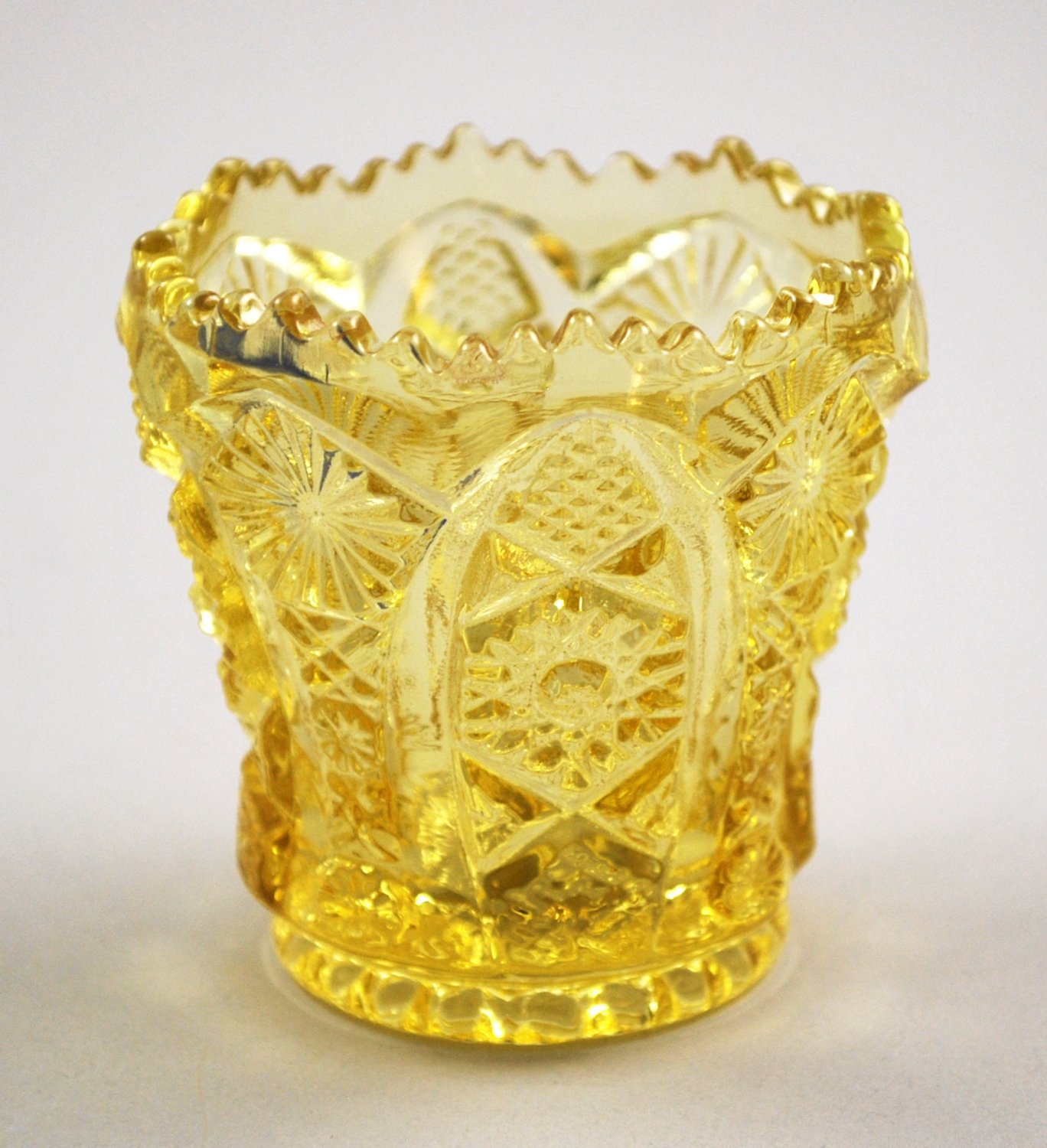 Imperial Yellow or Canary Octagon Glass Vintage Toothpick Holder