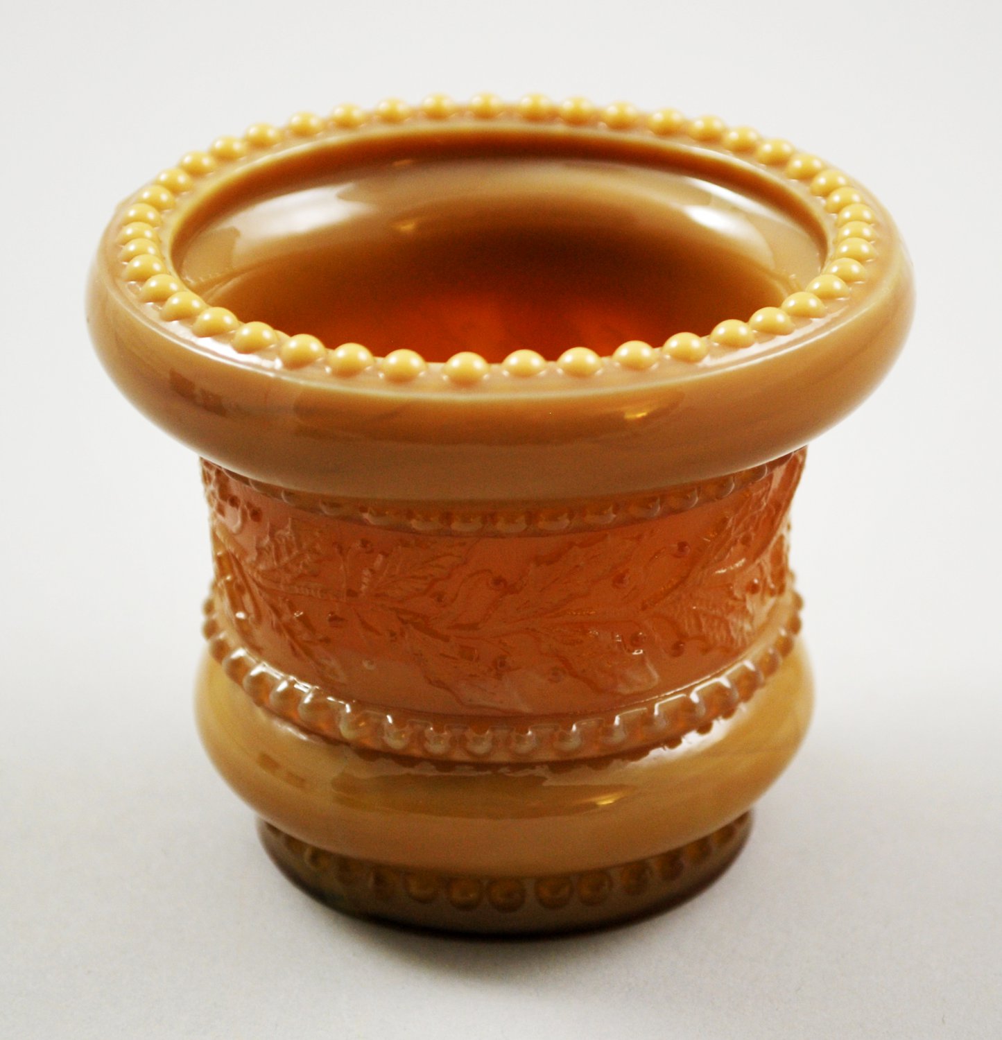 Vintage St. Clair Holly Chocolate Caramel Slag Glass Toothpick Holder