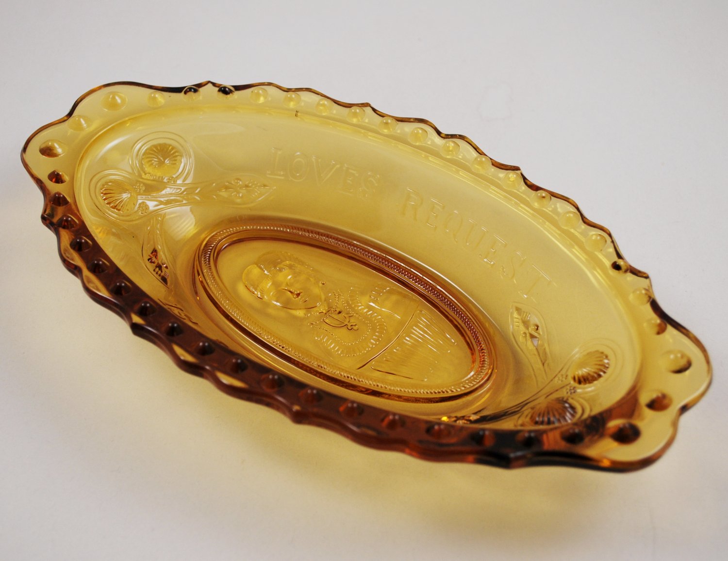 Vintage Imperial Glass Loves Request Is Pickles Amberglo Relish Tray or Dish