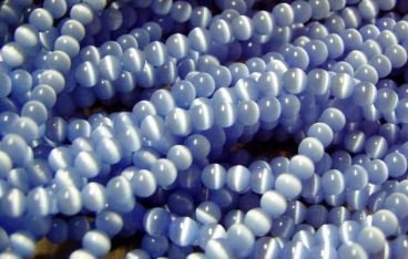 Fiber optic beads: Cats Eye Beads: Light Blue 4mm Round