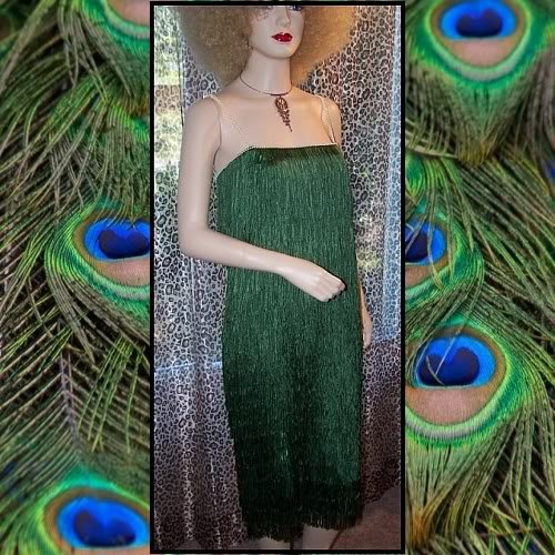 Swinging Emerald Flapper Style Costume Dancer Dress Loaded with Fringes! XL