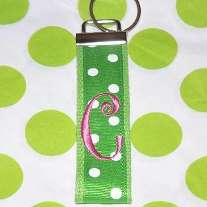 Green Polka Dotted Keychain