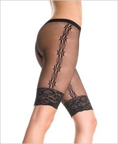 Mesh With Lace Trim Biker Shorts