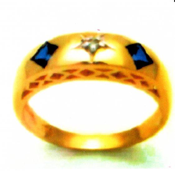 Sapphire & Diamond Ring 9K SOLID GOLD (sz7)