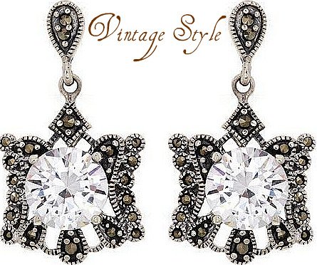 Beautifully Designed Elegant Earrings With 11.60ctw Marcasites and Cubic zirconia