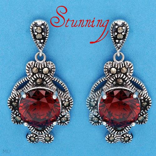 Elegant Earrings With 11.60ctw Marcasites and Cubic zirconia