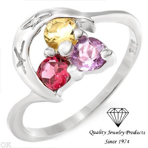 Colorful Three-stone Ring With 0.50ctw Genuine Amethyst and Genuine Citrine Crafted