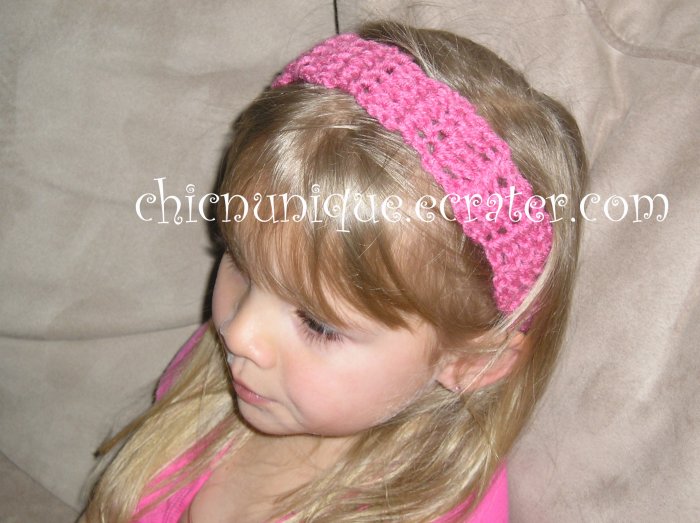 Crochet *Light Rasberry* Headband *compatible for clips* Fits 16"-22"