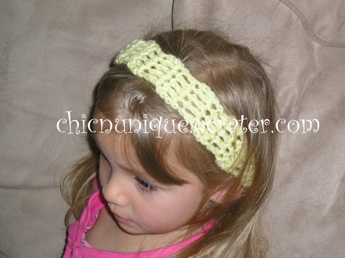 Crochet *Pale Yellow* Headband *compatible for clips* Fits 16"-22"