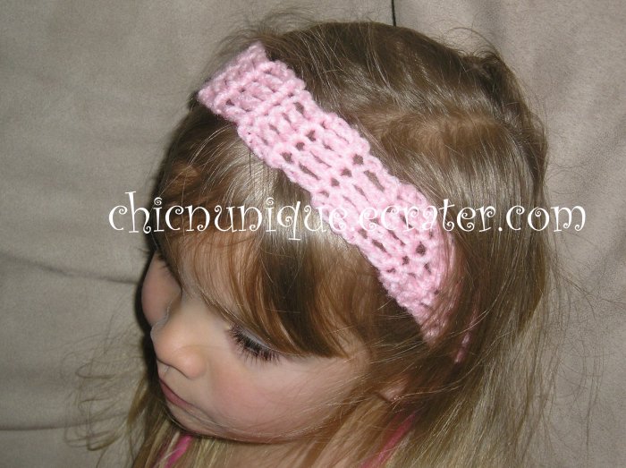 Crochet *Baby Pink* Headband *compatible for clips* Fits 16"-22"