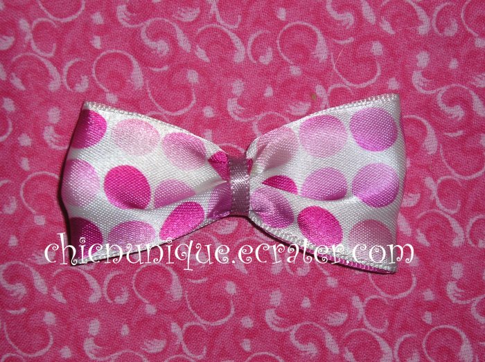 Adorable Pink Circles Polka Dot Satin Bow on an alligator clip
