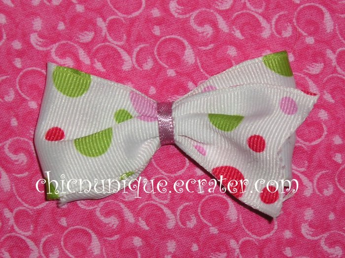Adorable Boutique Multi-Colored Polka Dots on an alligator clip
