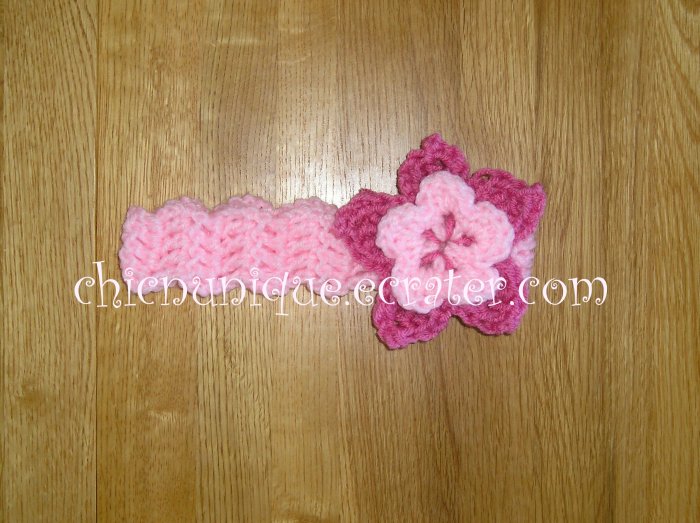 New! Crochet *Light Pink* Headband Set with a Removable Crochet Flower Clip *FREE SHIPPING*