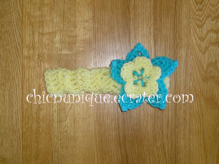 New! Crochet *Light Yellow* Headband Set with a Removable Crochet Flower Clip *FREE SHIPPING *