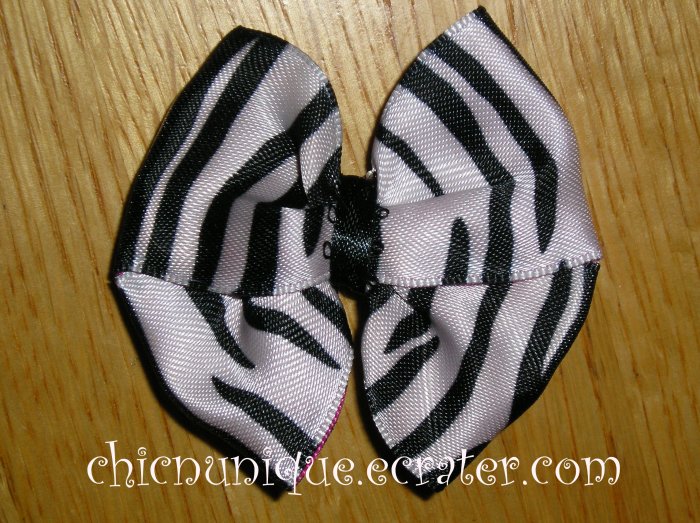 New! Zebra Print Hair Bow on Your Choice of Clip