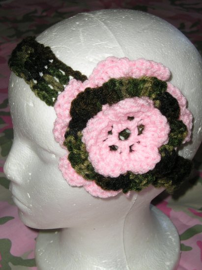 New With Tags Pink Camo Camoflauge Headband & Flower Clip *Any Size or Color Combo*
