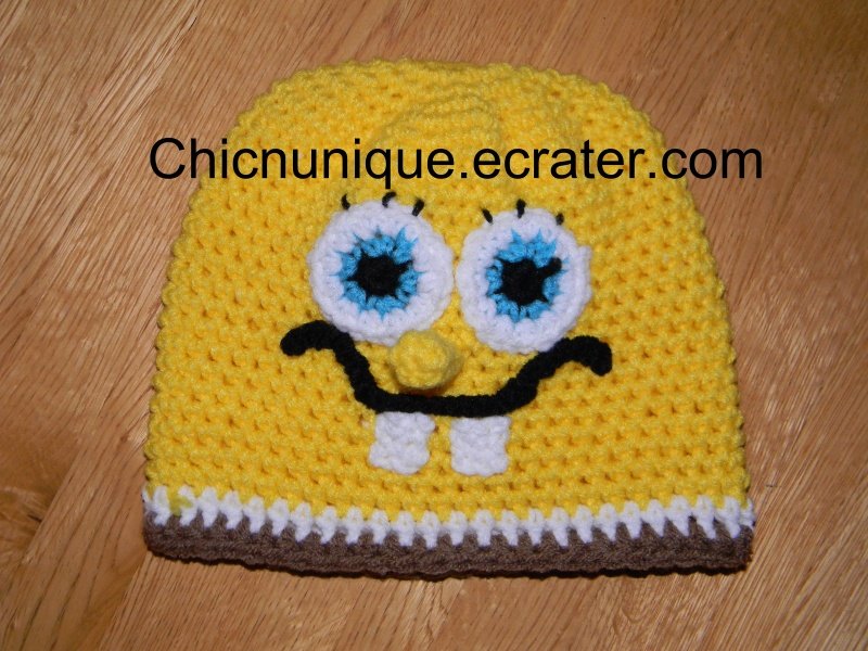 Boy's Spongebob Squarepants Crochet Hat W/ Trim*Any Size Available*