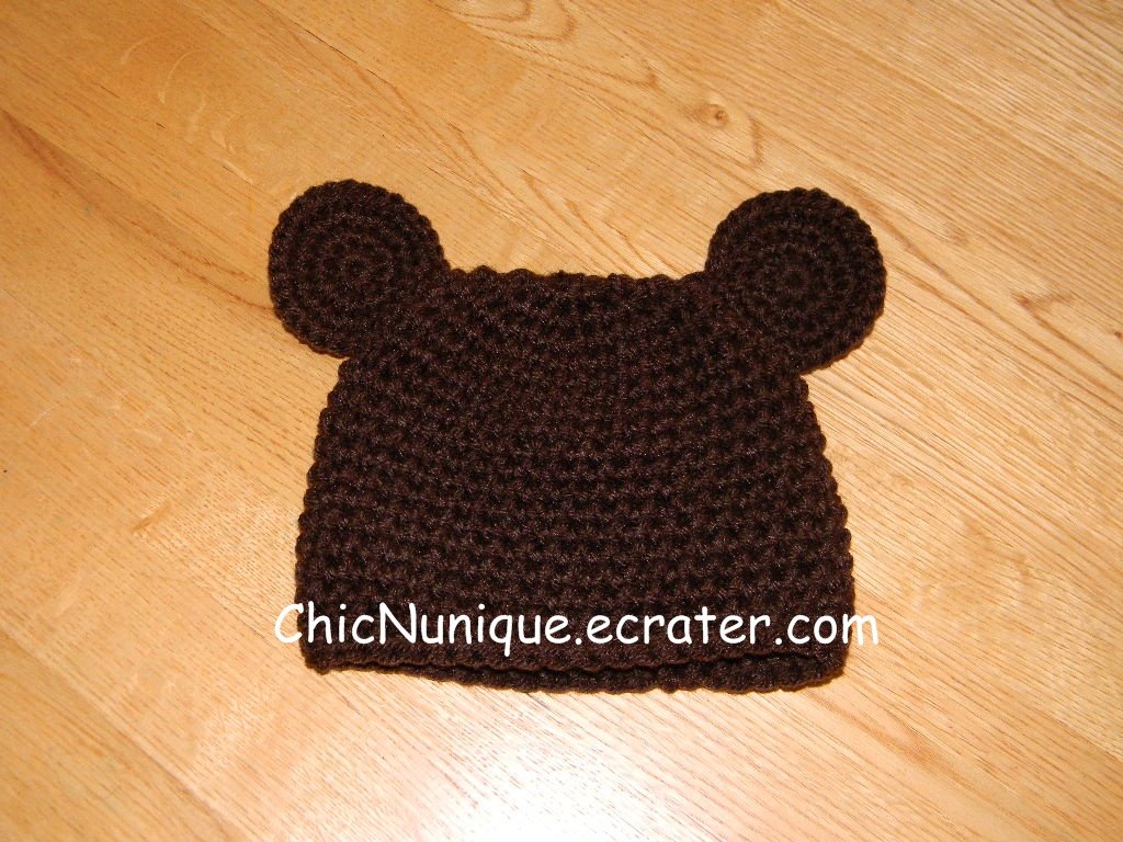 Handmade Crochet Custom Brown Bear Hat ***Newborn-12 Month Sizes***