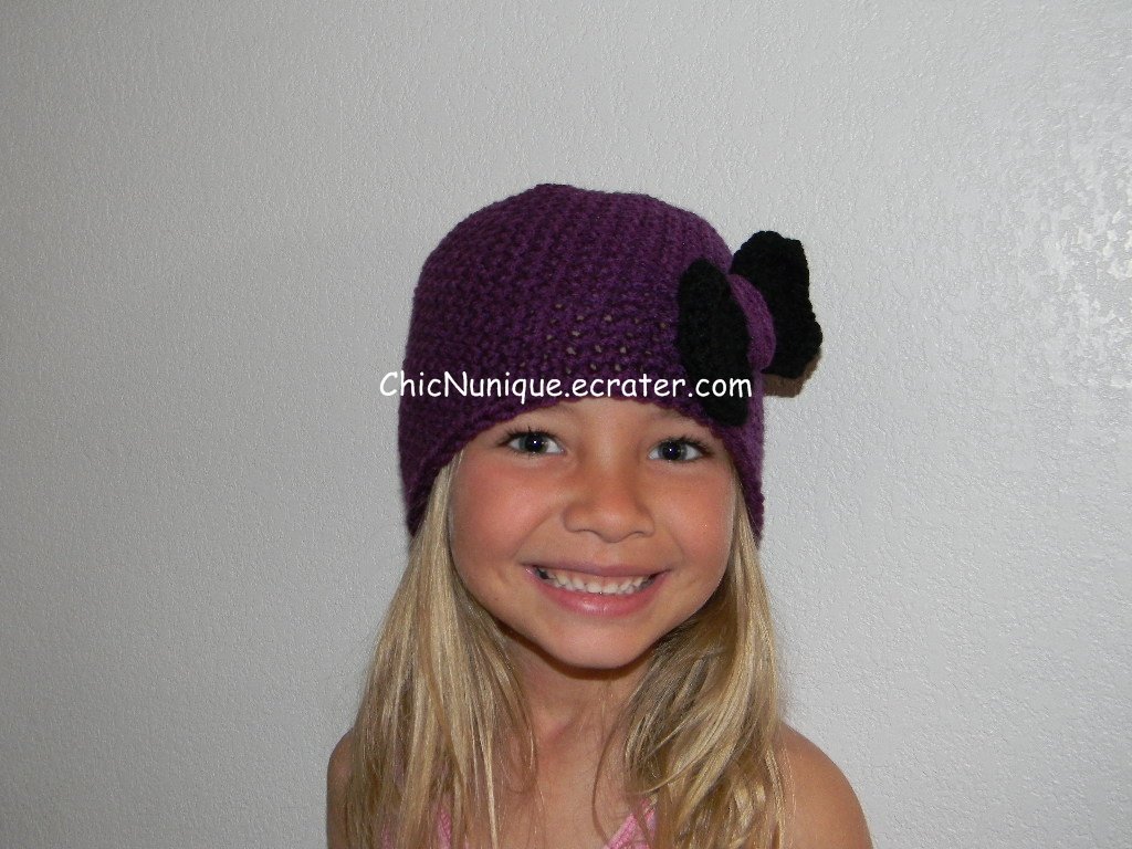Adorable Custom Handmade Purple Chic Crochet Bow Hat *Any Size Available*