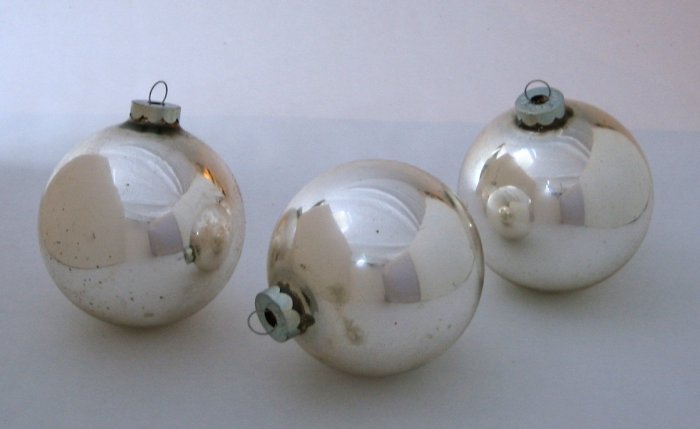vintage silver glass globe christmas ornaments set of 3 vintage silver glass globe christmas ornaments set of 3