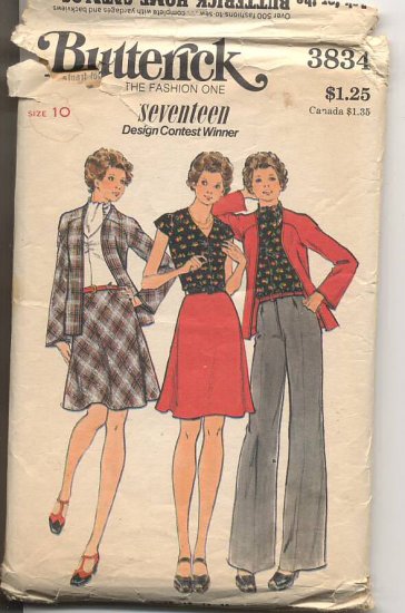 1970s Seventeen Design Contest Winner Butterick 3834 size 10