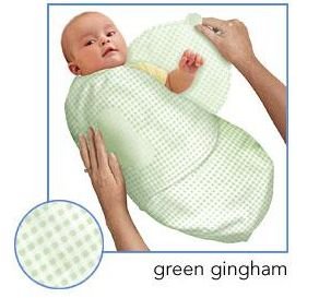 Kiddopotamus SwaddleMe blanket in Green Gingham fabric - Small