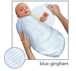 Kiddopotamus SwaddleMe blanket in Blue Gingham - Small
