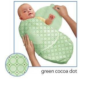 Kiddopotamus SwaddleMe blanket in Green Cocoa Dot - Small