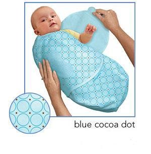 Kiddopotamus SwaddleMe blanket in Blue Cocoa Dot - Small