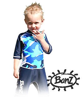 BANZ 2 pc Sun Protective Suit - Blue Camo - Size 0