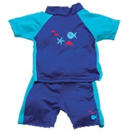 iPlay 2pc Sun Protective Suit w Diaper UPF 50 - 2T - AQUA