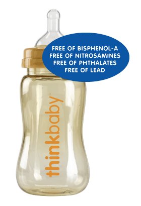 Think Baby 9 oz Baby Bottles 2-pack - BPA+Lead-free