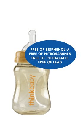 Think Baby 5 oz Baby Bottles 2-pack - BPA+Lead-free